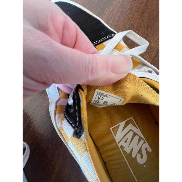 Vans Old Skool Yellow Checkerboard Women’s 6.5 Low Top Black White Skate Shoes - Picture 7 of 7